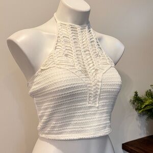 Charlotte Russe Crochet Halter High Neck Crop